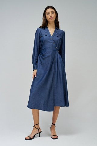Robe portefeuille en jean - Bleu