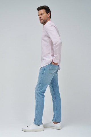 Chemise slim en lin - Rose