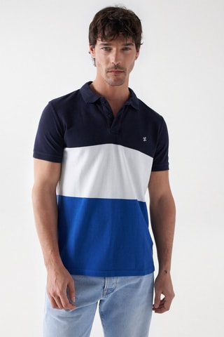 Polo regular - Blanc et bleu