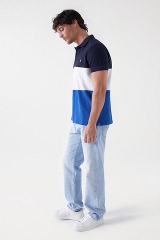 Polo regular - Blanc et bleu