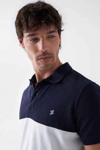 Polo regular - Blanc et bleu