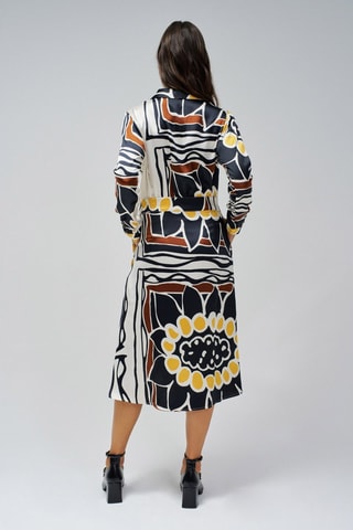 Robe chemise regular - Blanc, jaune et noir