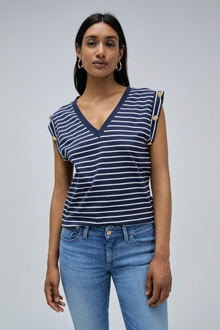 T-shirt regular - Blanc et bleu