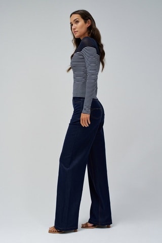 Pull slim - Blanc, noir et bleu