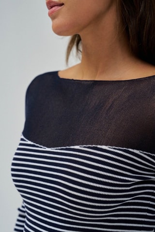 Pull slim - Blanc, noir et bleu