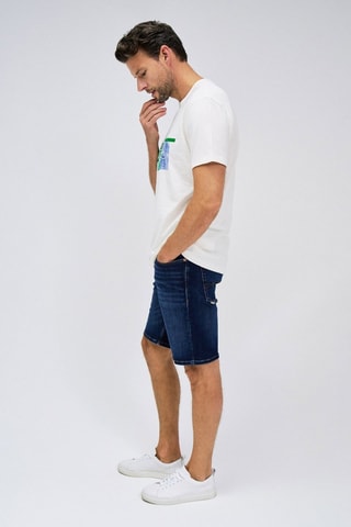 T-shirt slim - Blanc, vert et bleu
