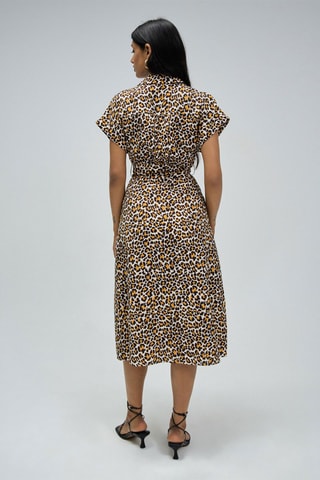 Robe chemise regular - Blanc, noir et marron