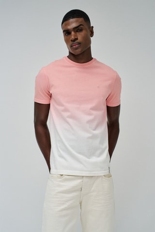 T-shirt slim tie and dye - Blanc et rose