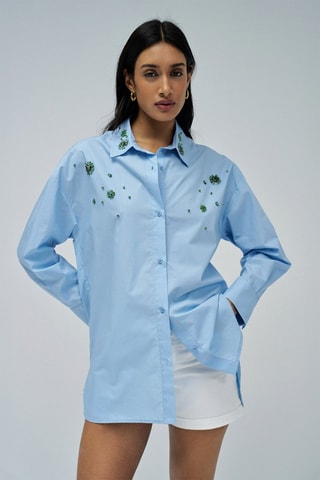 Chemisier loose - Bleu et vert