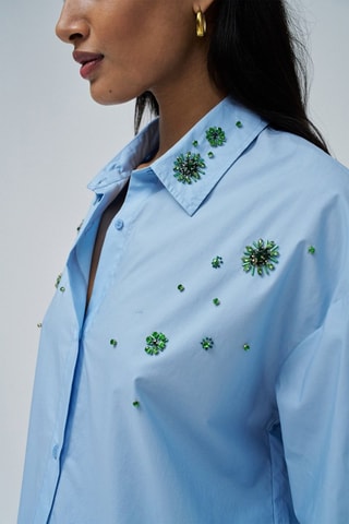 Chemisier loose - Bleu et vert
