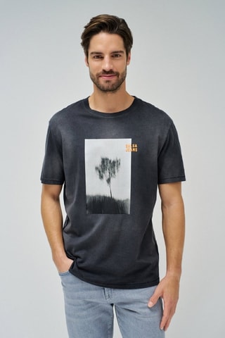 T-shirt regular - Blanc, noir et orange
