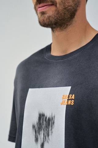 T-shirt regular - Blanc, noir et orange