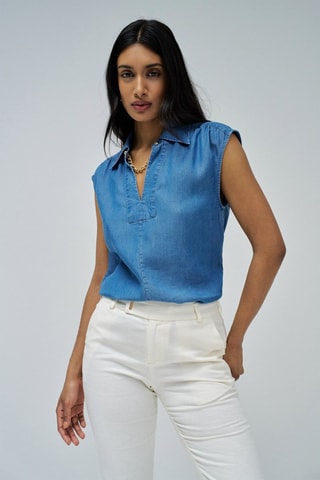 Blouse regular en jean - Bleu