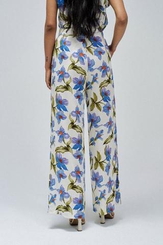 Pantalon regular - Blanc, bleu et vert