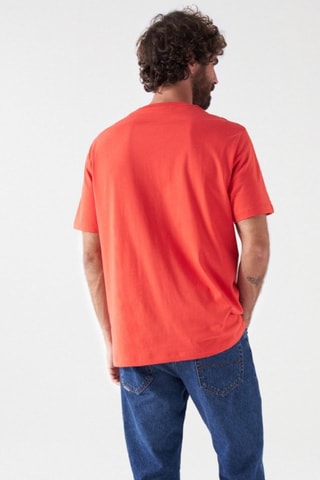 T-shirt - Blanc, bleu et orange