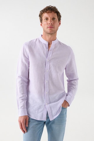 Chemise slim en lin - Rose