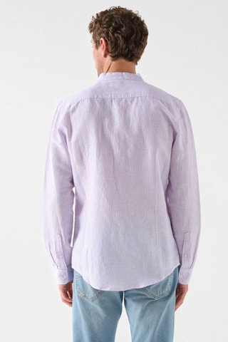 Chemise slim en lin - Rose