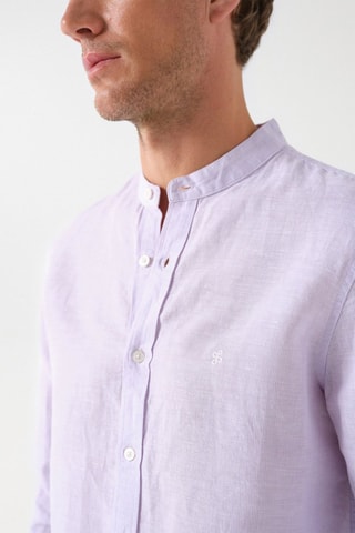 Chemise slim en lin - Rose