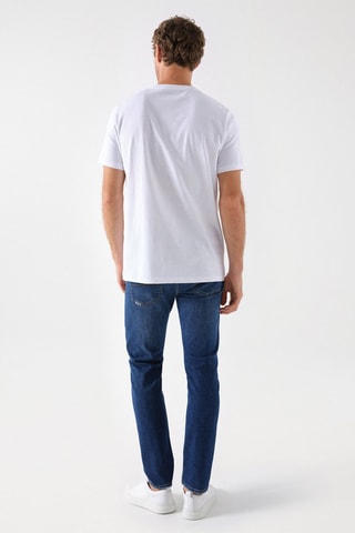 T-shirt slim - Bleu, orange et blanc