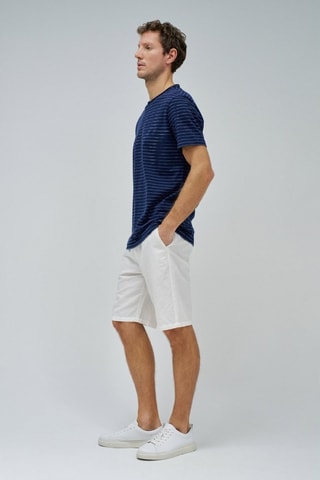 T-shirt slim - Blanc et bleu