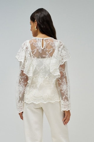 Blouse regular en dentelle - Blanc