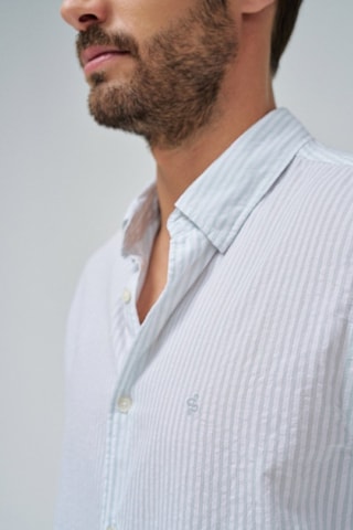 Chemise regular - Blanc et bleu