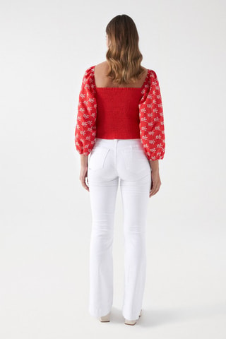 Blouse slim - Blanc et rouge