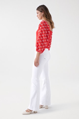 Blouse slim - Blanc et rouge