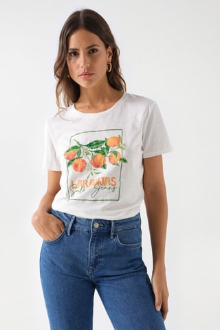 T-shirt regular - Blanc, vert et orange