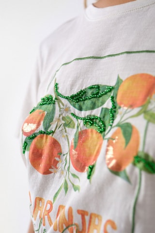 T-shirt regular - Blanc, vert et orange