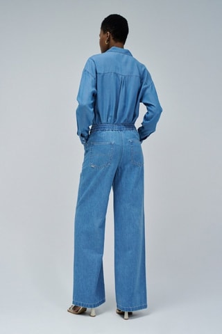 Jean wide legs taille haute - Bleu
