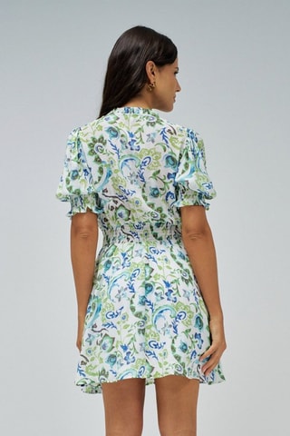 Robe chemise - Blanc, bleu et vert