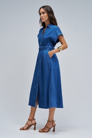 Robe chemise  jean - Bleu