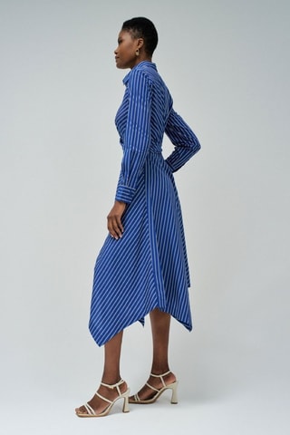 Robe chemise regular - Blanc et bleu