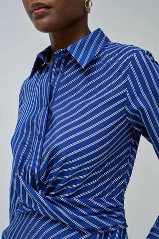 Robe chemise regular - Blanc et bleu