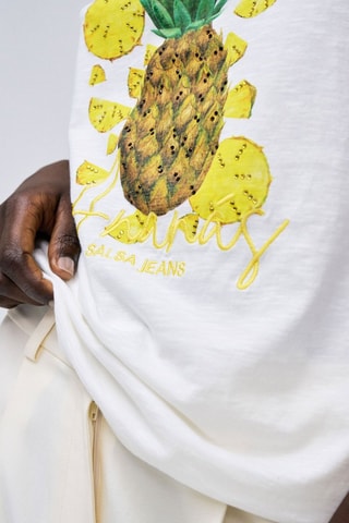 T-shirt slim - Blanc, vert et jaune