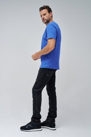 T-shirt slim - Blanc et bleu