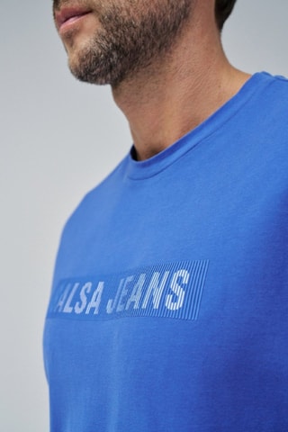 T-shirt slim - Blanc et bleu