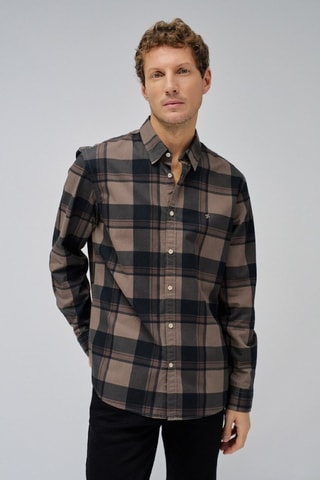Chemise regular - Noir et beige