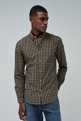 Chemise slim - Beige et vert