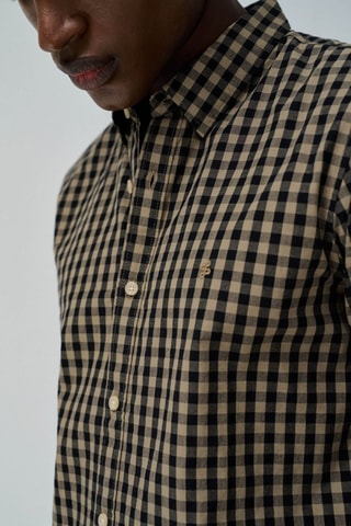 Chemise slim - Beige et vert