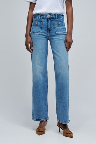 Jean regular taille haute - Bleu