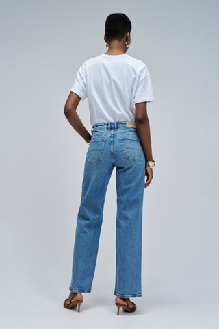 Jean regular taille haute - Bleu