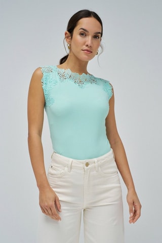 Top slim sans manches - Bleu