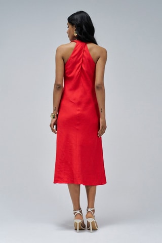 Robe midi en lin - Rouge