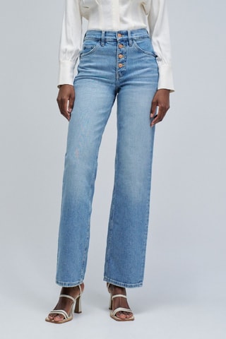 Jean regular taille haute - Beige