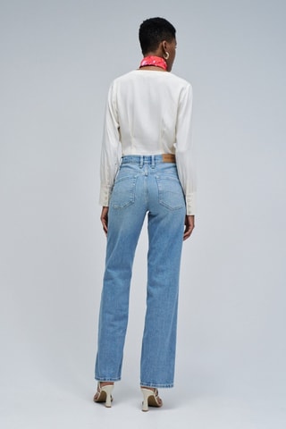 Jean regular taille haute - Beige