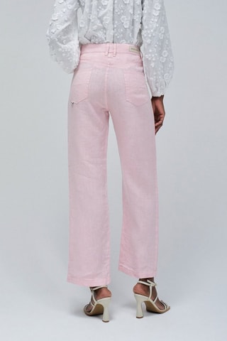 Pantalon regular en lin - Rose
