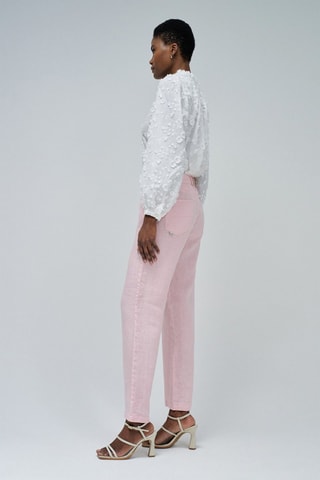 Pantalon regular en lin - Rose