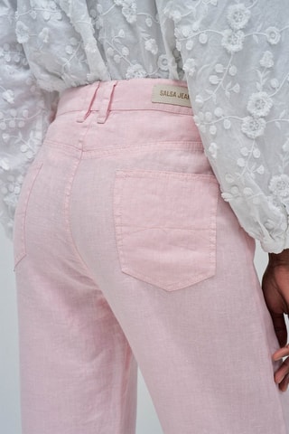 Pantalon regular en lin - Rose